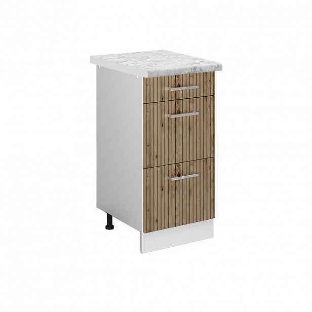 Vicco SPODNÍ SKŘÍŇKA KUCHYŇSKÉ LINKY R-Line Řemeslný dub 40 cm se zásuvkami a pracovní deskou