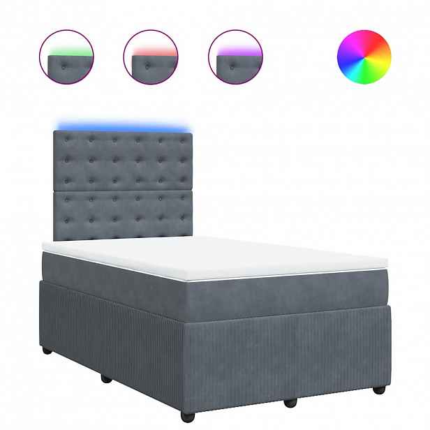 vidaXL Box spring postel s matrací tmavě šedá 120 x 200 cm samet
