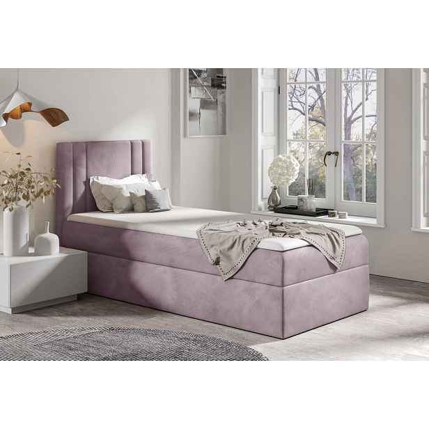 Boxspringová postel CELESTA MINI - 90x200, fialová 1 + topper ZDARMA