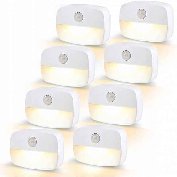Noční Lampa Led S Pohybovým Senzorem 8 Ks Teplá Bílá