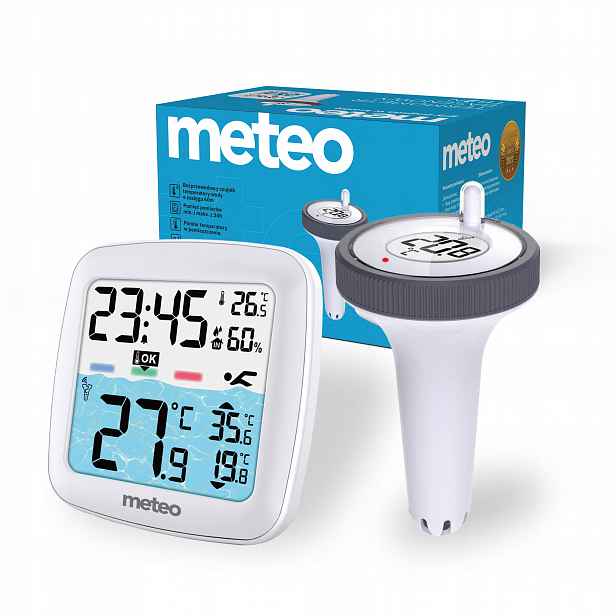 Bazénový Teploměr Meteo TB2N Bezdrátový Senzor Vody LCD Počasí