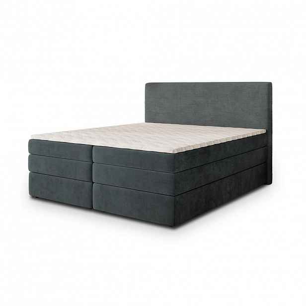 MASSENO POSTEL BOXSPRING MATERN 140x200 cm, s matrací a úložným prostorem, šedá