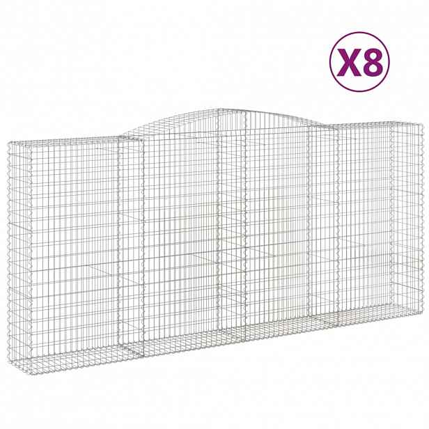 vidaXL Klenuté gabionové koše 8 ks 400x50x180/200cm pozinkované železo