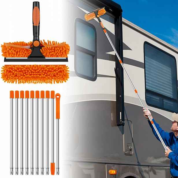 Teleskopická Myčka Na Okna 424 CM, Mop, Stahovák Šmouh Na Sklo, Dlouhá 3V1