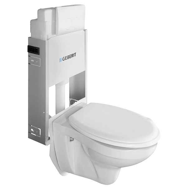 Aqualine Závěsné WC Taurus s podomítkovou nádržkou a tlačítkem Geberit, bílá