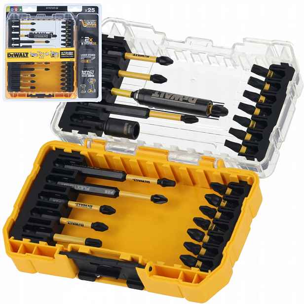 Sada bitů Flex Torq 25 kusů Kufr Dewalt DT70730T-QZ