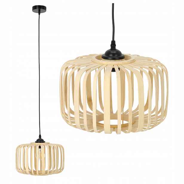 Stropní Svítidlo Boho Závěsná malá bambusová lampa 30 cm Černá převis 1xE27
