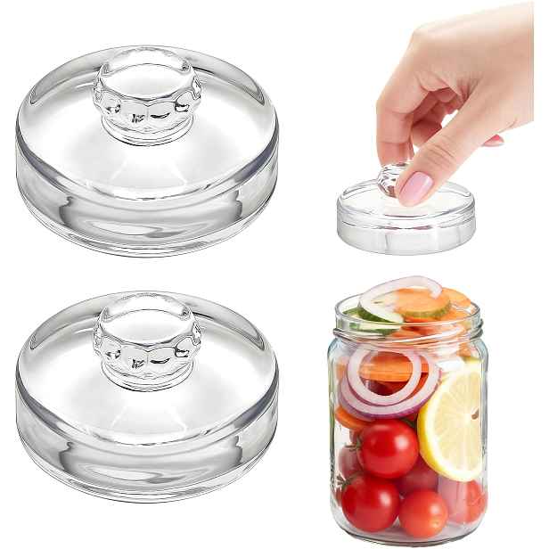 TEMU Skleněné závaží pro fermentaci - 2 ks, 6,9 oz/202 g čiré sklo, snadné uchopení - hladké neporézní závaží pro nakládání, vhodné pro zavařovací