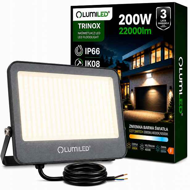 Led Reflektor Halogen 200W 22000LM Cct IP66 Venkovní Světlomet Lampa