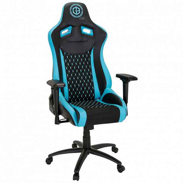 MID.YOU HERNÍ ŽIDLE, plochá tkanina, vzhled kůže, tyrkysová, černá