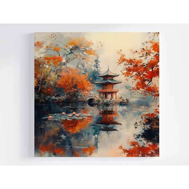 Obraz Na Plátně Canvas Krajina Japonsko Park Zahrada Podzim Pagoda Most 50x50