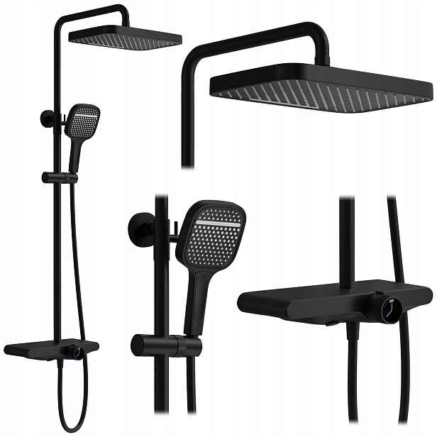 Sprchový Set Na Omítku Černý Rea Bari Black Sprchový 100 cm
