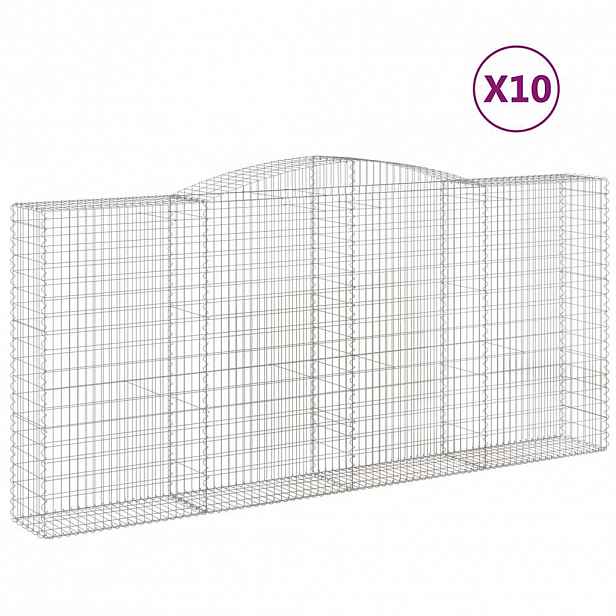 vidaXL Klenuté gabionové koše 10ks 400x50x180/200cm pozinkované železo