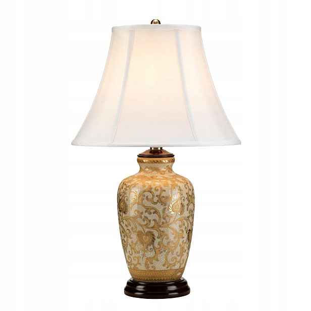 Porcelánová stolní lampa hampton zlatá s bílým stínidlem 58 cm Elstead
