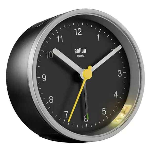 Braun - Analogový budík BC12, stříbrná/černá 4007218671028