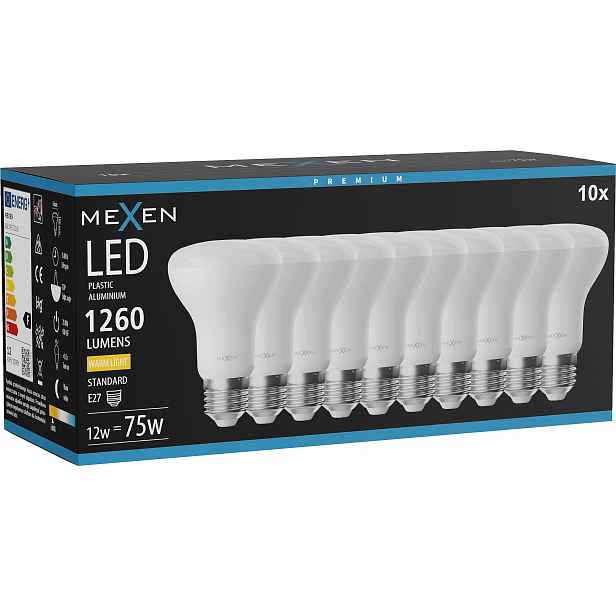 Mexen Nova 10X Led Žárovka E27 R63 12W Teplá Bílá 3000K 1260 LM