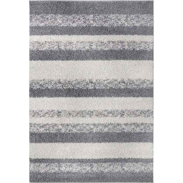 Šedo krémový koberec do obývacího pokoje, silný koberec typu shaggy, moderní vzor 80x150 cm