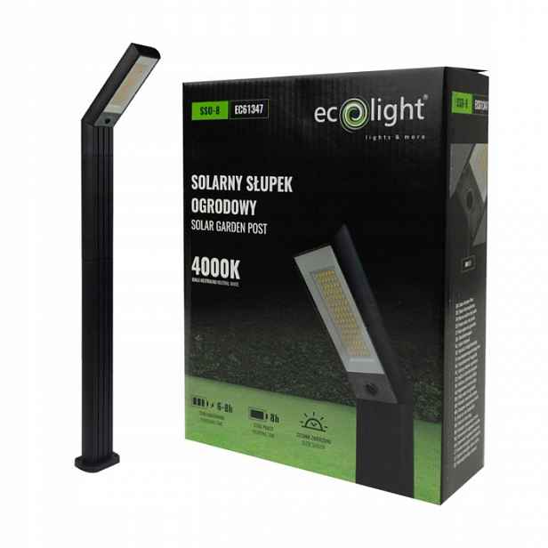 Solární Led Zahradní Osvětlovací Sloupek Černý SSO-8 IP44