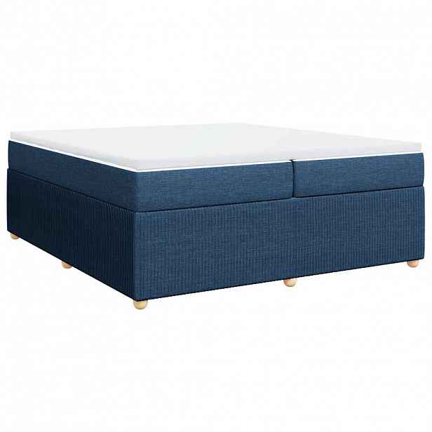 vidaXL Box spring postel s matrací modrá 200x200 cm textil