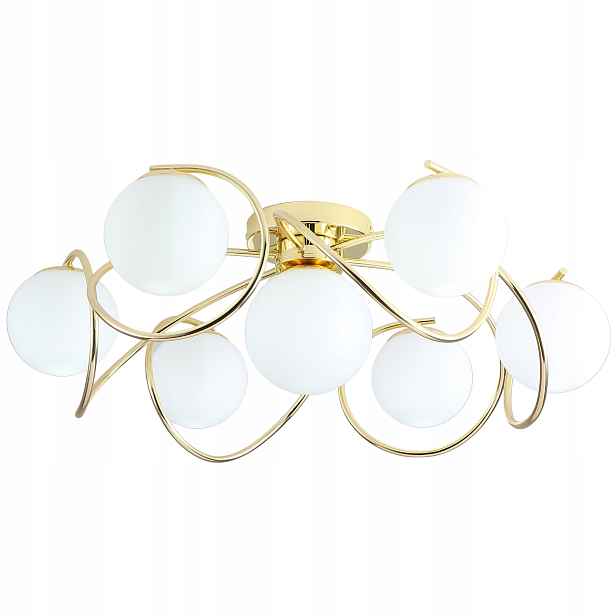 Závěsná Stropní Lampa Lustr Kule zlatá Moderní Led mléčná