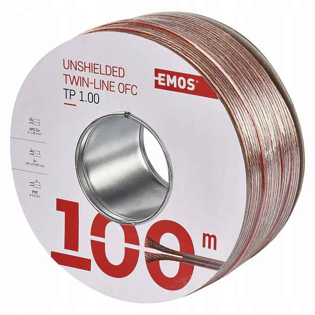Emos reproduktorový kabel 2x1,0 mm² 100 m