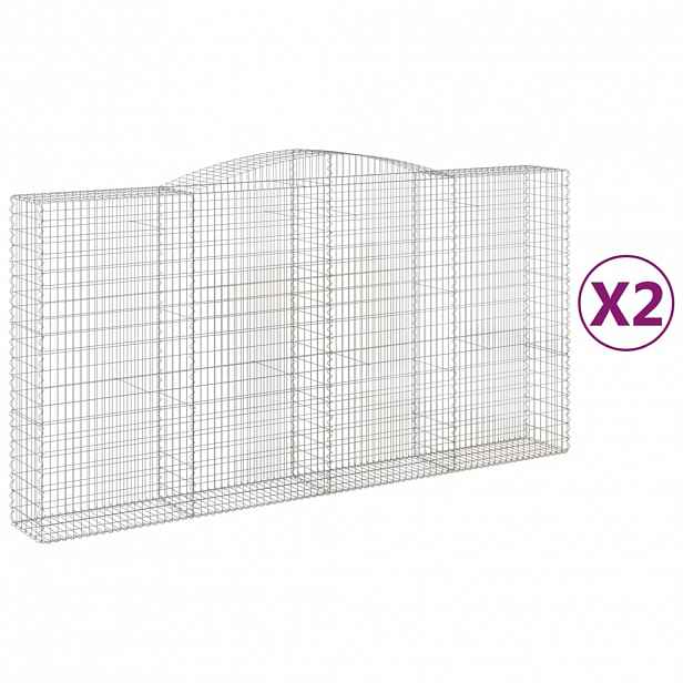 vidaXL Klenuté gabionové koše 2 ks 400x50x200/220cm pozinkované železo