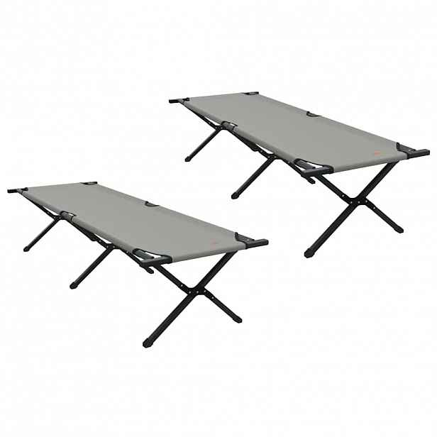 vidaXL Skládací kempingová postel 2 ks Šedá 193 x 69 x 45 cm