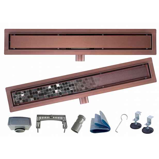 X-home Lineární Odtok 70 cm 2v1 Pod Měděnou Desku Pvd Nízký 54 mm