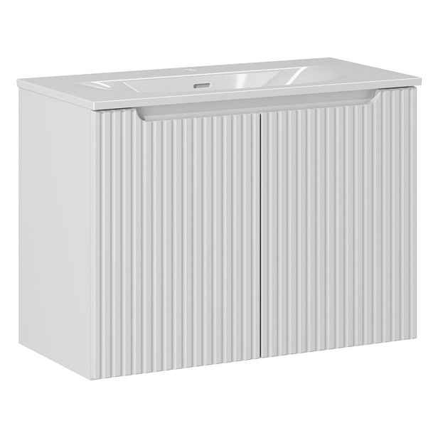 Comad Závěsná umyvadlová skříňka Nova White se zápustným umyvadlem 80 cm bílá