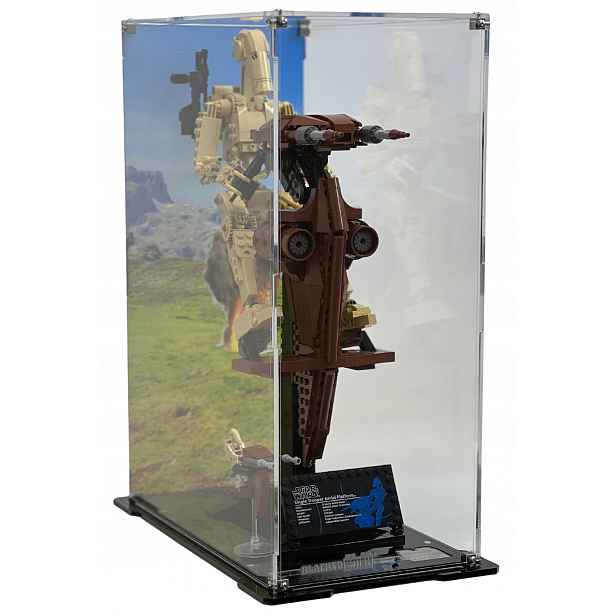 Vitrína s pozadím Blacked Brick pro Lego 75428 Star Wars – bojový droid