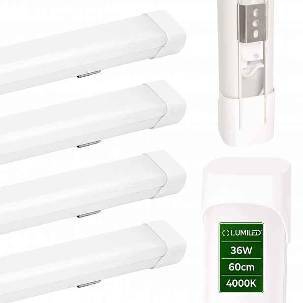 4x Led lineární svítidlo 60 cm Stropní Svítidlo na omítku 36W 4320lm 4000K Silná