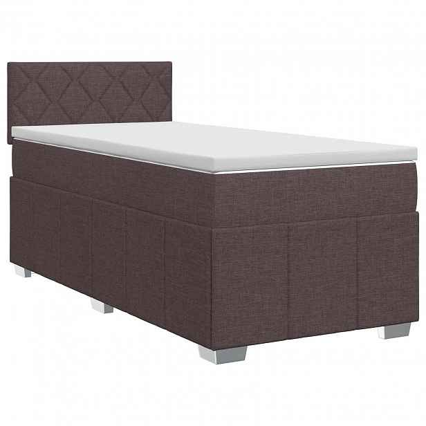 vidaXL Postel boxspring s matrací Tmavě hnědá 90 x 200 cm Textil