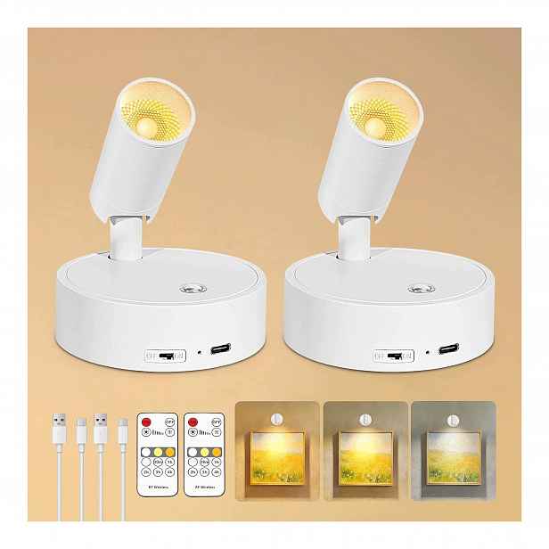 Led reflektor vnitřní pro obrazy a rostliny, bezdrátová nástěnná lampa