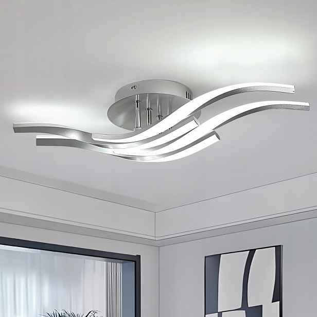 Stropní Led lampa Plafon Stříbrný Lustr Moderní 32W 6500K do obývacího pokoje