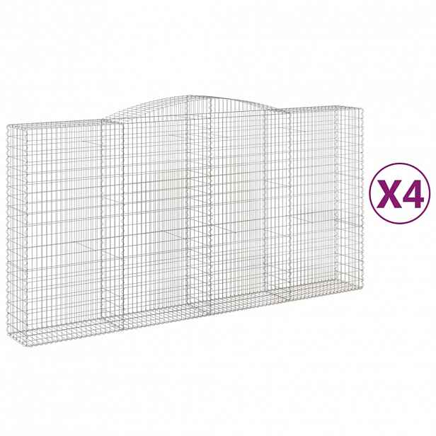 vidaXL Klenuté gabionové koše 4 ks 400x50x200/220cm pozinkované železo
