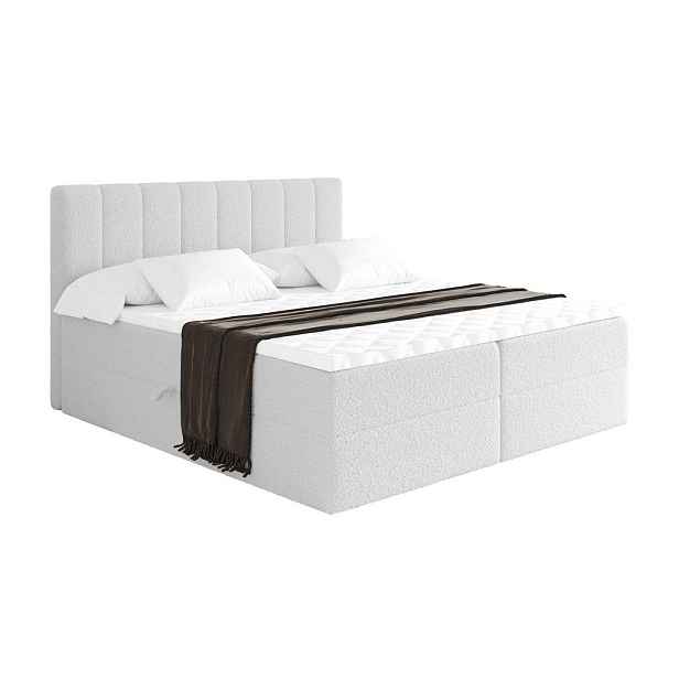 ALTDECOR KONTINENTÁLNÍ POSTEL s matrací H4 - OTTA - 200x200 cm Bílá