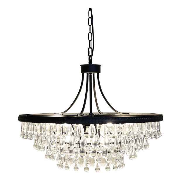 Černý antik lustr s kapkovitými krystaly Versailles - 70*57cm/ E14/ 40W Chic Antique
