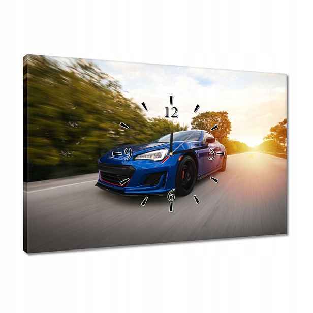 Hodiny 60x40 Automobilový průmysl Modré Auto