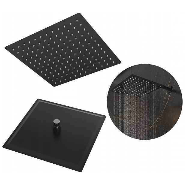 Sprchová dešťová sprcha čtvercová černá Slim pro kabiny 30 cm