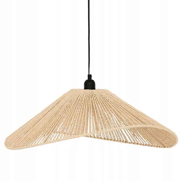 Stropní Závěsné Svítidlo Pletené Stínidlo Hnědé Z Výpletu 58 cm Stínidlo E27