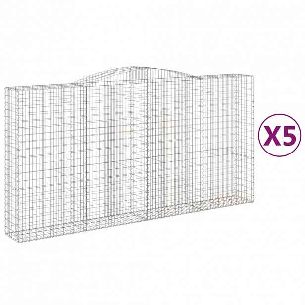 vidaXL Klenuté gabionové koše 5 ks 400x50x200/220cm pozinkované železo