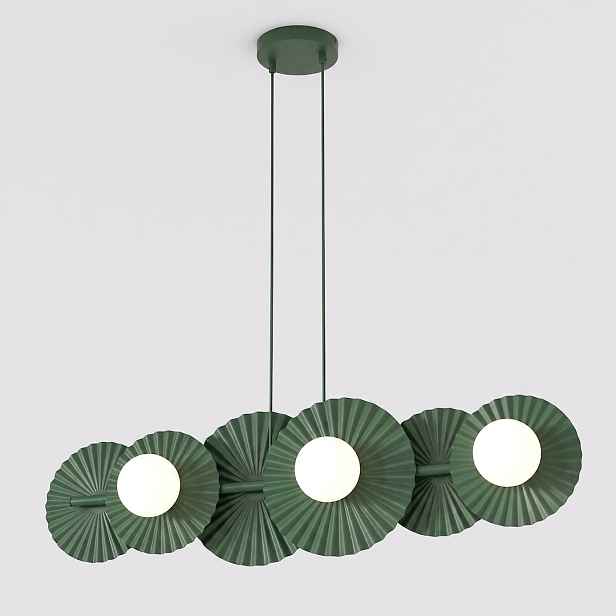 Závěsná lampa Umbra 6 olivová ocel a sklo, 6×G9