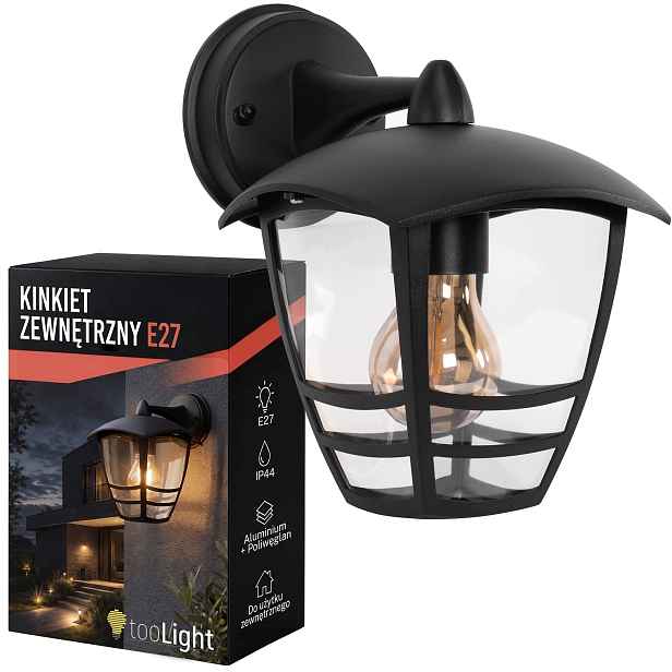 Venkovní zahradní nástěnné svítidlo Lampa Černá E27 60W IP44 Toolight