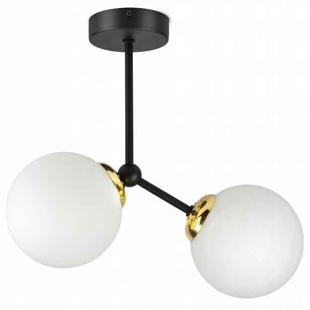 Závěsná Stropní Lampa Lustr Černá Zlatá Koule