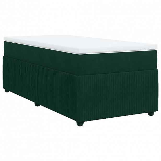 vidaXL Box spring postel s matrací tmavě zelená 80 x 200 cm samet