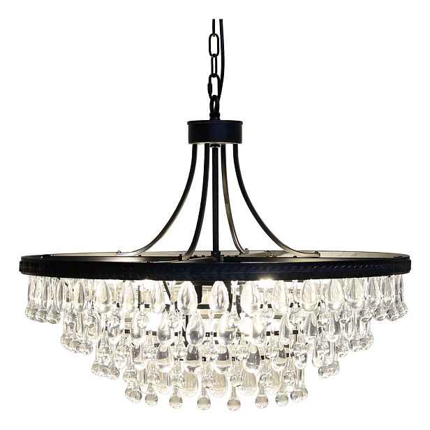 Černý antik lustr s kapkovitými krystaly Versailles - 90*59cm/ E14/ 40W Chic Antique