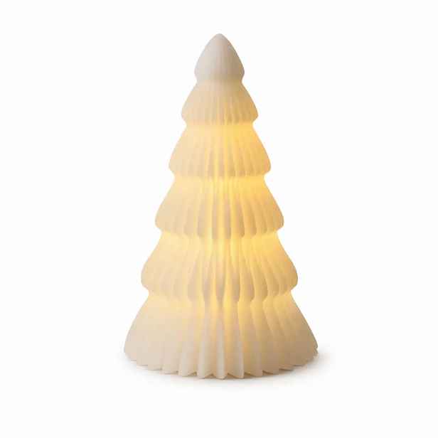 LED svíčka z pravého vosku na baterie, stromeček, bílý, ø 13 × 16 cm, 2× AA