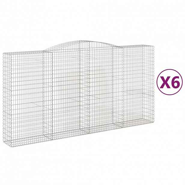 vidaXL Klenuté gabionové koše 6 ks 400x50x200/220cm pozinkované železo