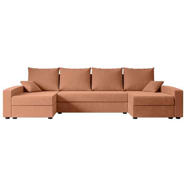 ALTDECOR SEDACÍ SOUPRAVA ve tvaru U s funkcí spaní a úložným prostorem ALESIA-U 301x140x90 Meruňková Velur