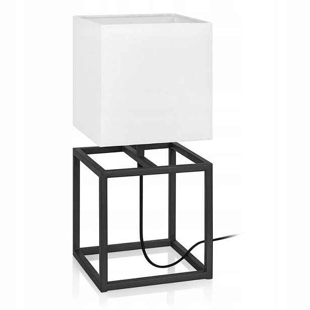Moderní styl, stolní lampa Cube, Markslojd, bílé stínítko, černý kov